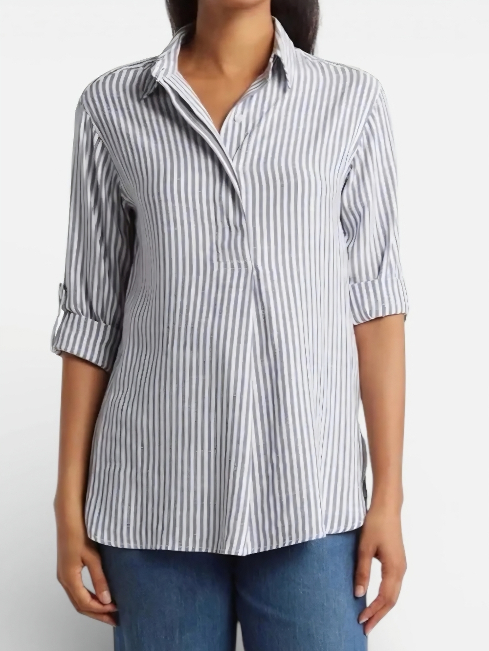 Max Studio Blue/White Stripe Oversized Shirt